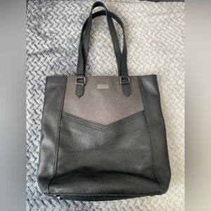 Sorel black leather & grey leather tote